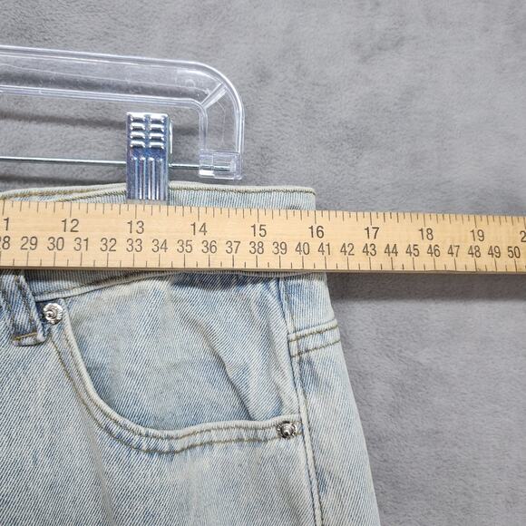 NWT Edikted Wide Leg Jean LARGE 32x30 Cotton Light Blue Denim Bow Pocket Relaxed - Picture 11 of 16
